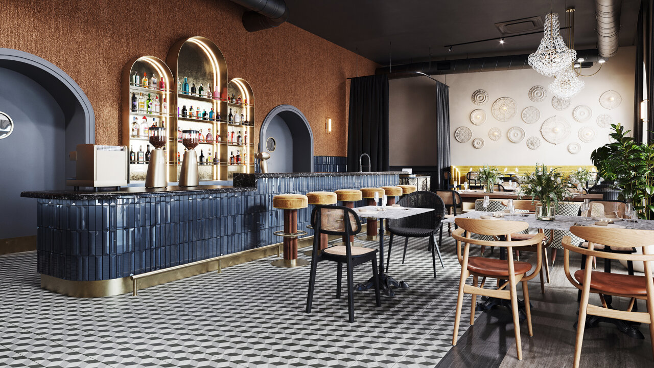 Stylish lobby bar at Jadran Heritage Hotel