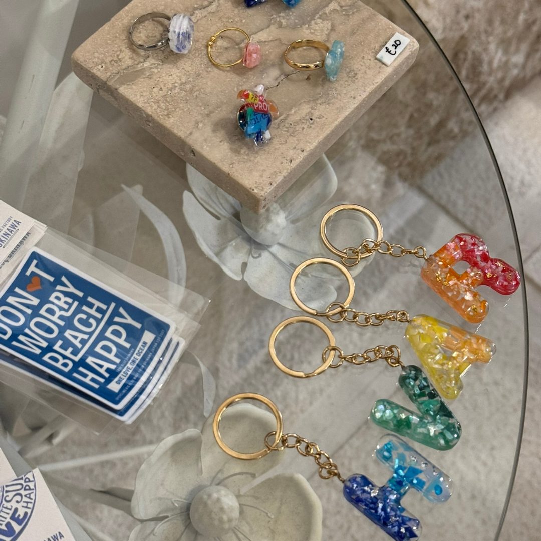 Handmade jewellery and decorative art created from recycled ocean plastics on display at True Blue Atelier in Hvar.