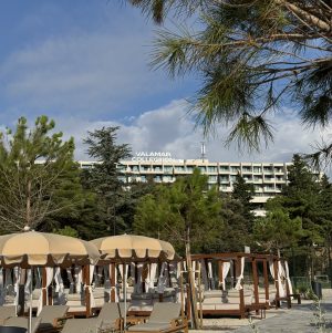 Sun loungers and cabanas at Arba Resort, Valamar Collection