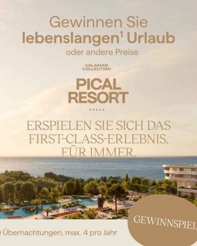 Das Pical Resort 5* startet ein spektakul&auml;res Gewinnspiel, bei dem ein lebenslanger1 Urlaub in Poreč verlost wird