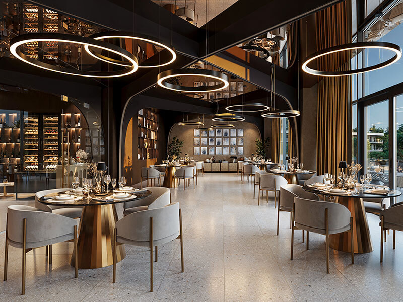 Eleganter Essbereich im Fine Dining Restaurant Harry’s Piccolo Poreč im at Pical Resort Eleganter Essbereich im Fine Dining Restaurant Harry’s Piccolo Poreč im at Pical Resort