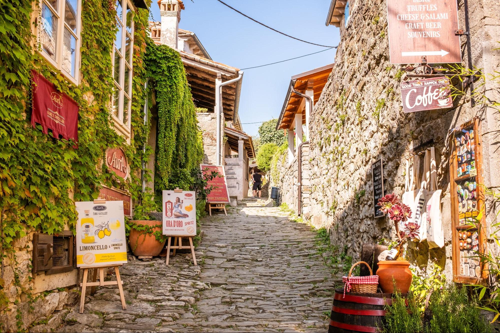 Stone alley in Hum, the smallest town in the world in Istria